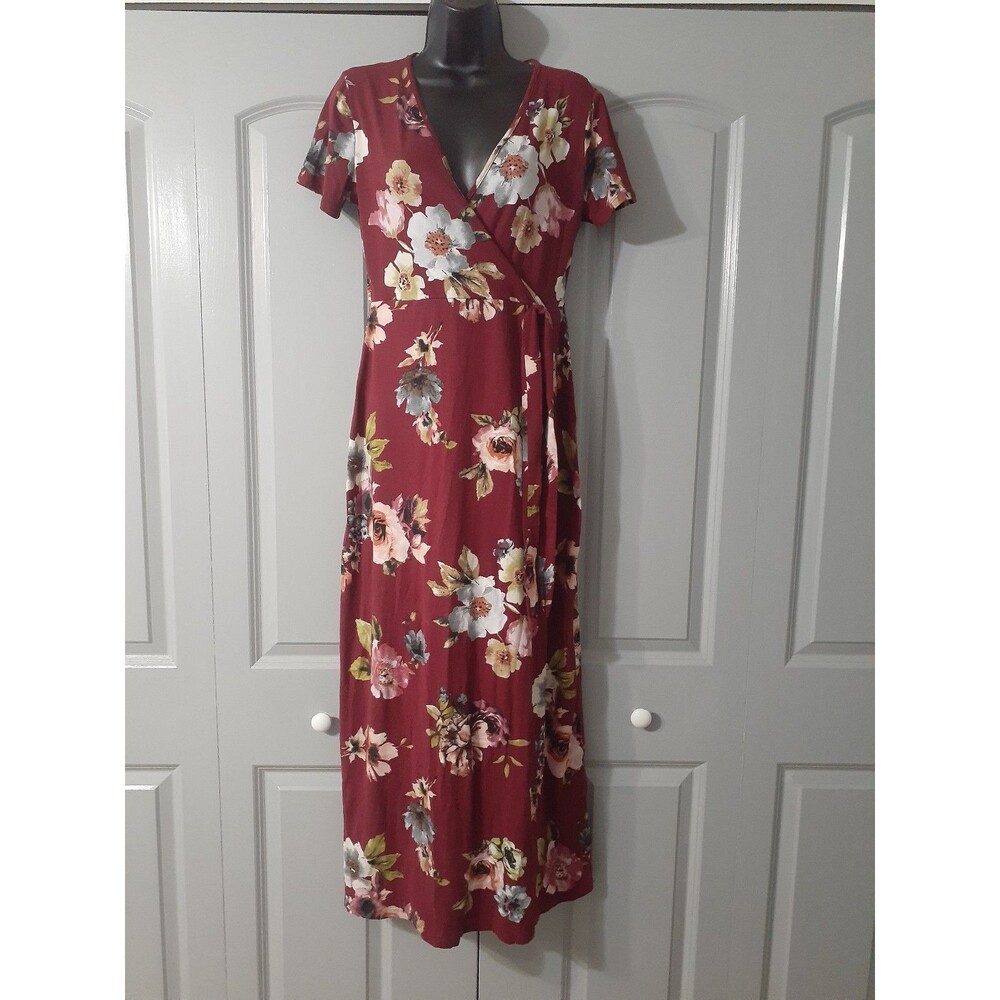 LA Gypsy floral burgundy maxi dress